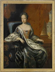 Portrait de Edwige Eleonore de Holstein Gottorp (1636-1715), reine de Suede et de Finlande (Hedvig Eleonora of Holstein-Gottorp, Queen of Sweden) - Peinture de David von Krafft (1655-1724), huile sur toile (143x107 cm) - Private Collection   1318230   hu  