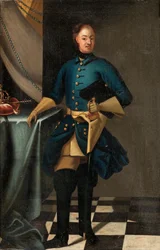 XII. Károly svéd király portréja (1682-1718) - David von Krafft (1655-1724) festménye, olaj, vászon, 1716 körül, 46,5x30,5 cm - XII. Károly svéd király portréja, Olaj, vászon, készítette David von Krafft - Magángyűjtemény