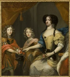 Anne Sophie dán hercegnő és két fia, IV. János György szász (1668-1694) és Frederic Augustus Szász (II. Augustus, lengyel király) (1670-1733) - Anna Sophie dán (1647-1717), választófejedelem Szászország fiaival John George és Frigyes Augus