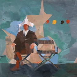 Marcel Broodthaers 25 (Négy vessző), 2025 (olaj, vászon)