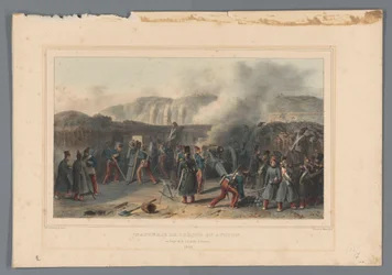 Beschieting van de Citadel, 1832 Az akkumulátor megsérül működés közben (cím a tárgyon) Raffet rajzai az antwerpeni fellegvár ostromának életéből (sorozat címe a tárgyon)