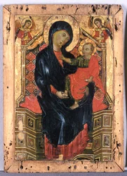 A trónoló Madonna gyermekkel és két angyallal, 1300 körül (tempera nyárfán)