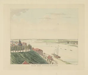 Kilátás a Valkhofra és a Waalra Nijmegentől északnyugatra Északnyugatra (cím az objektumon) Nijmegen városának látnivalói (sorozat címe) Geldersch-panoráma vagy körkép az életről a nymegeni kilátón (sorozat címe)