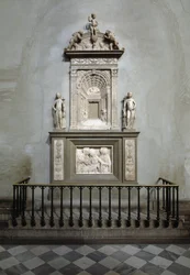 Desiderio da Settignano márvány tabernákuluma (ca. 1430-1464) (Az Oltáriszentség oltára, márvány tabernákulum), 1461, Firenze, San Lorenzo-templom (Szent Lőrinc-templom), Olaszország