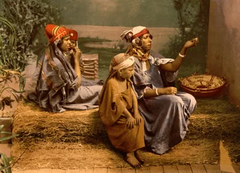 Beduin koldusok és gyerekek, Tunisz, Tunézia