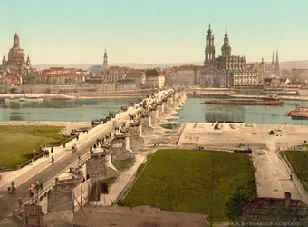 Altstadt, a hadügyminisztériumból nézve, Drezda, Németország, 1900 körül