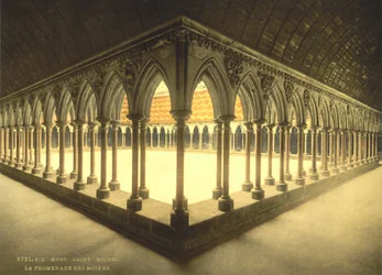 Monks" Promenade, Mont Saint-Michel, Franciaország, Photochrome Print, 1900 körül