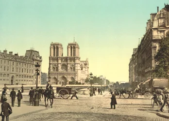 Notre Dame és Szent Mihály híd, Párizs, Franciaország, 1900 körül