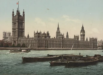 Parlament házai a folyó felől, London, 1890-1900 (photochrom)