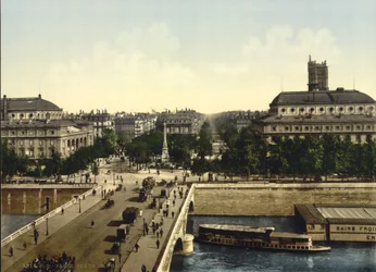 Place du Chatelet, Párizs, 1890-1900 körül (photochrom)