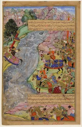 Jalal al-Din Khwarazm-Shah átkel a sebes Indus folyón, megszökve Chinggis kán és serege elől, 1597