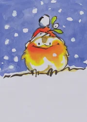 Christmas Robin (wc és tinta papíron)