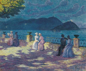 La Concha éjszaka - Regoyos y Valdes, Dario de (1857-1913) - c. 1906 - Olaj, vászon - 54x65 - Carmen Thyssen Múzeum, Malaga