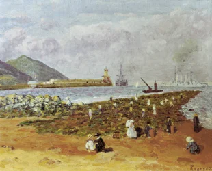 La escollera (A törő vagy hullámtörő). Dario de Regoyos (1875-1913) festménye. Olajfestmény. Spanyol impresszionizmus. Montserrat Monistrol Múzeuma Barcelonában.
