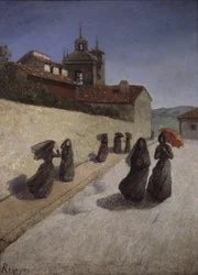 Séta a templom mellett,19. század (olaj, vászon)