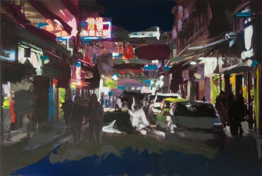 Roma fuera de escala en Hong Kong 2, 2018 (akrilfesték nyomtatott fotóra)