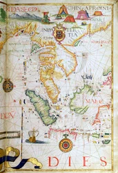 Délkelet-Ázsia szárazföldi része, részlet egy 1565-ös világatlaszból.