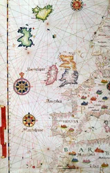 A Brit-szigetek, Ibéria és Északnyugat-Afrika, részlet egy világatlaszból, 1565