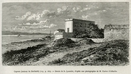 Giuseppe Garibaldi (1807-1882) La Caprera-i (Szardínia) háza, amelyet D. Lancelot rajza nyomán vésett Szíria mai történetének illusztrálására. Mr. Lortet, a Lyoni Orvostudományi Kar dékánja a minisztérium tudományos küldetése o