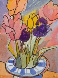 Tulipánok (akvarell és tinta)