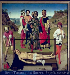 Szent Erasmus vértanúsága, központi tábla Szent Erasmus triptichonjából, 1460 körül