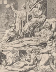 A gazdag ember halálos ágyán, A Lázár és a gazdag ember példázata, 2. lemez, 1551.