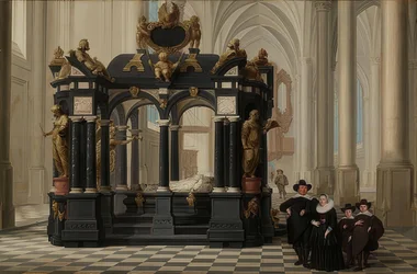 Eine Familie am Grab des Prinzen William I. in der Nieuwe Kerk, Delft. 1645