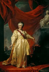 II. Katalin portréja törvényhozóként az igazság istenének szentelt templomban, az 1780-as évek eleje