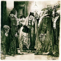 Illusztráció Alekszandr Gribojedov Jaj a szellemességből című vígjátékához, 1912