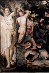 Saint Michael Chasing Rebel Angels (Lázadó angyalok bukása), részlet. Domenico Beccafumi (1486-1551) festménye