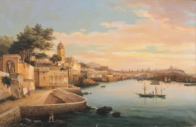 Genova kilátása a Palazzo Doria Pamphilj kertjéből, Pasquale Domenico Cambiaso (1811-1894), Olaszország