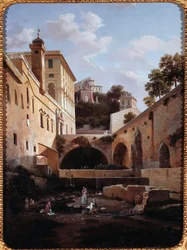 Kilátás a villa del Principe vagy Palazzo di Andrea Doria a Genes oldalára, Olaszország (A villa del principe Doria oldalára, Genova) Domenico Cambiaso (1811-1894) festménye