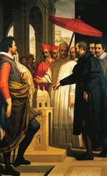 Michelangelo bemutatja a Szent Péter-templom befejezésének modelljét IV. Pius pápának