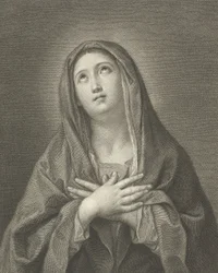 A felfelé tekintő Szűz, mellkasán összekulcsolt kezekkel, Reni nyomán, 1776.