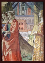 A látogatás, részlet a városról és a nőkről, Keresztelő Szent János életéből, 1490 freskórészlet a 60461-ből