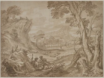Táj pásztorokkal, c. 1700.