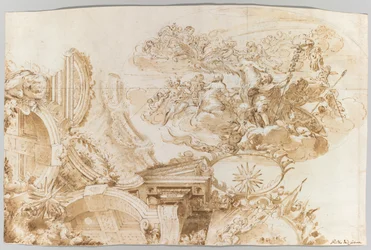 Romulus apoteózisa: Mennyezet kialakítása, c. 1675-76.