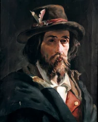 Risorgimento: "" Francesco Nullo (1825-1863), olasz hazafi és Giuseppe Garibaldi hadseregének hadnagya portréja "" Domenico Morelli (1826-1901) festménye Magángyűjtemény