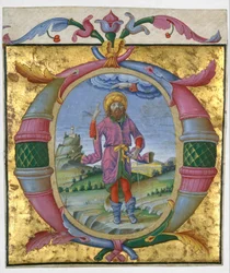 David hurokban húzott lábával O-ban, kb. 1500.