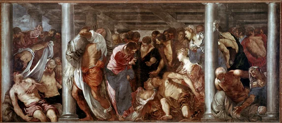 Krisztus hallja a bénát (a próbahalmazt). Jacopo Robusti festménye dit il Tintoretto (A Tintoret
