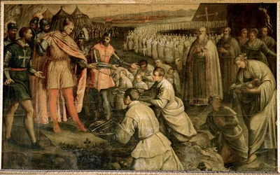 A negyedik keresztes hadjárat: Enrico Dandolo dózse előtt 1202-ben (olaj, vászon).