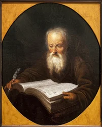 Egy szerzetes olvas, toll a kezében. Domenicus Van Tol (1635-1676) festménye, olaj, vászon, Gerrit Dou (1613-1675). flamand művészet