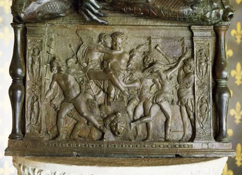 Puttyók bacchanáliája, lapos dombormű a „Judit és Holofernész” talapzatán, Sala dei Gigli, 1460