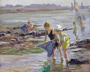 A tengerparton játszó gyerekek