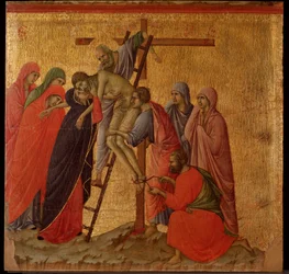 Szenvedély: a lerakódás. Maesta oltárkép (tempera és arany fán
