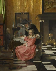 Egy belső tér, egy pohár bort elutasító nővel, c. 1660