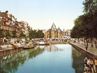 The New Market and Bourse, Amszterdam, Hollandia pub.c. 1900