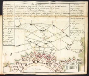 Bergen op Zoom ostromának színes terve (színes metszet)