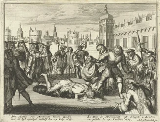 Monmouth hercegének kivégzése, 1685. július 15. rézkarc.