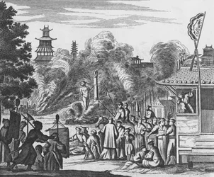 Keresztényüldözés Japánban, 1680 körül (metszet)